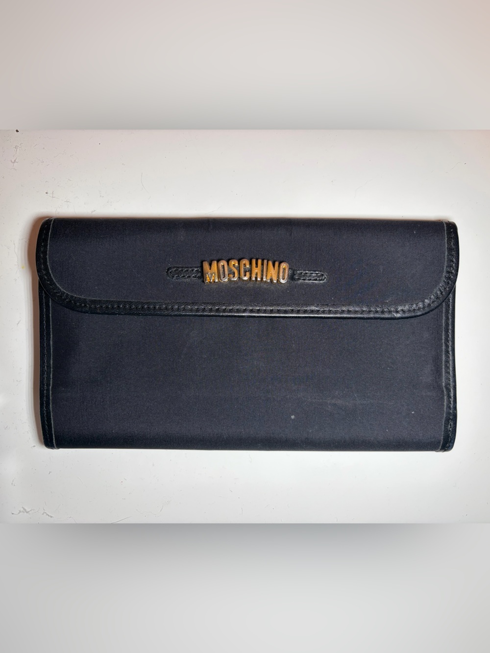 Vintage Moschino Black wallet with Gold Logo